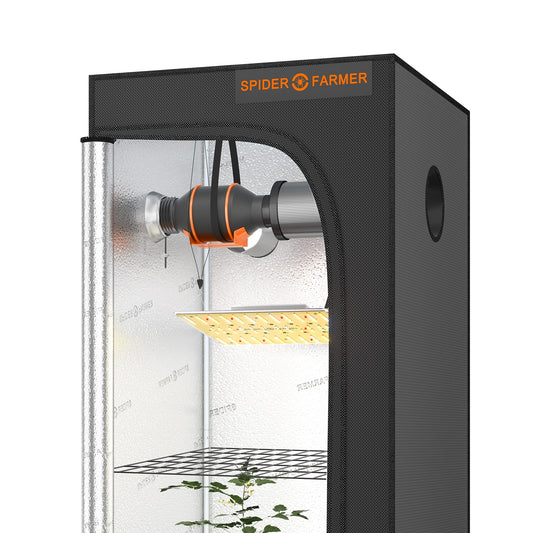 2023 Spider Farmer® 2’x2′X4.6′ Complete Grow Tent Kit丨SF1000D Full Spectrum LED Grow Light丨4” Ventilation System with Speed Controller