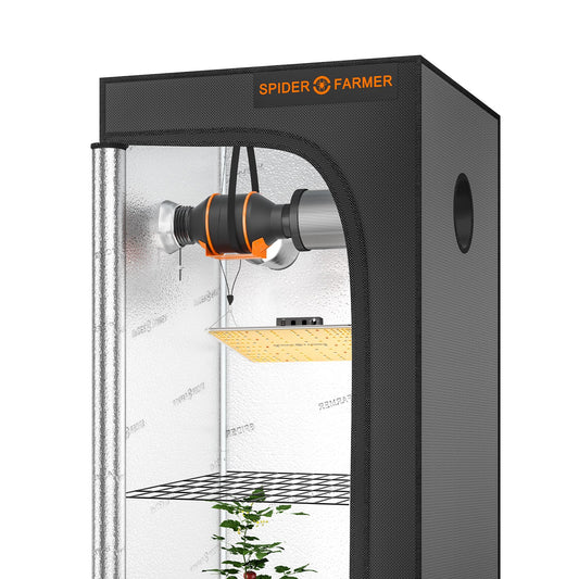 2023 Spider Farmer® 2.3’x2.3’X5.2′ Complete Grow Tent Kit丨SF1000 Full Spectrum LED Grow Light丨4” Ventilation System with Speed Controller