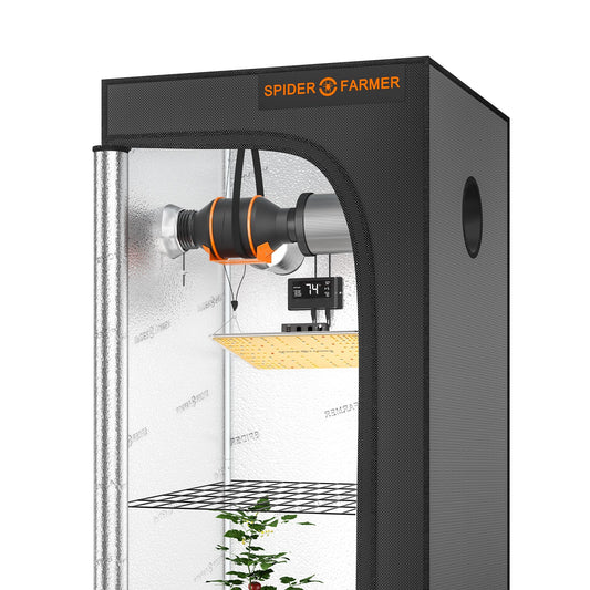 2023 Spider Farmer® 2.3’x2.3’X5.2′ Complete Grow Tent Kit丨SF1000 Full Spectrum LED Grow Light丨4” Ventilation System with Temperature Humidity Controller