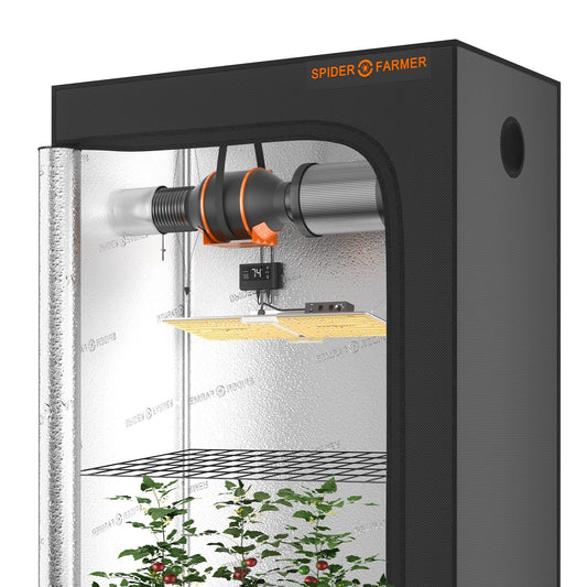 2023 Spider Farmer® 2’x4′X6′ Complete Grow Tent Kit丨SF2000 Full Spectrum LED Grow Light丨4” Ventilation System with Temperature Humidity Controller